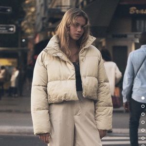 Satin effect puffer jacket